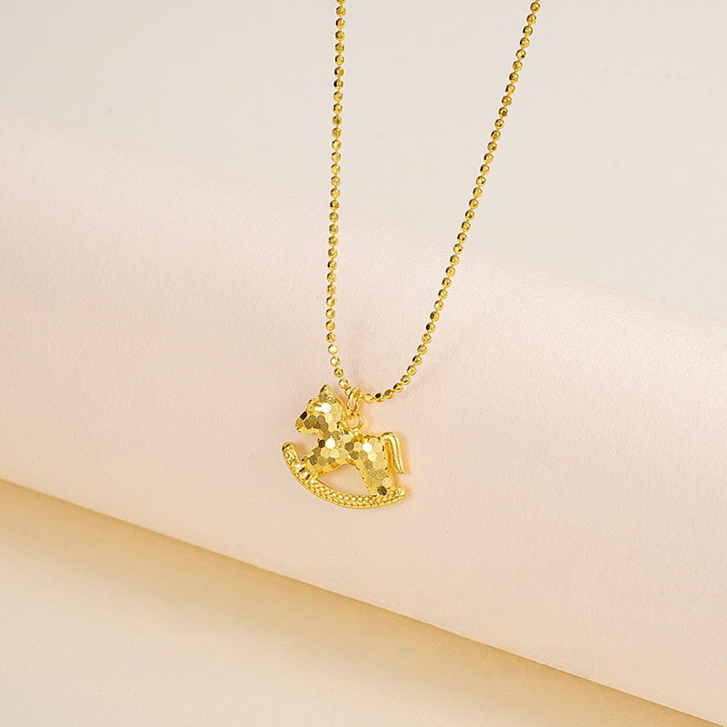 Lucky Spark Horse Golden Necklace – 2026 Year of the Horse Edition for Wealth & Fortune Necklace