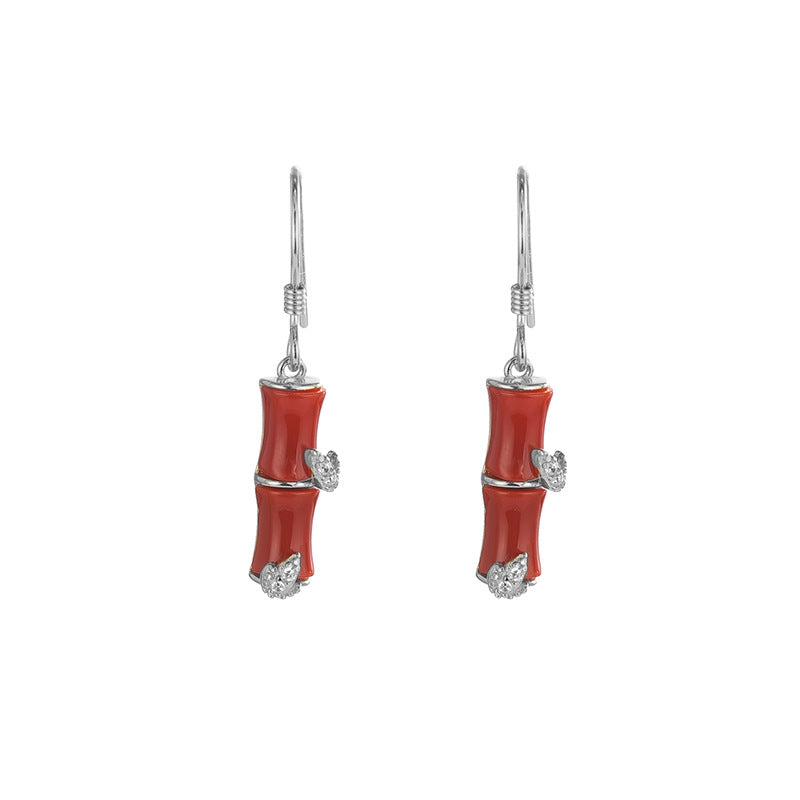 Stand Your Ground-Bamboo Red Agate Drop Earrings