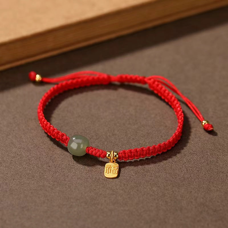 Fu Jade Bead String Bracelet For Couple-good luck