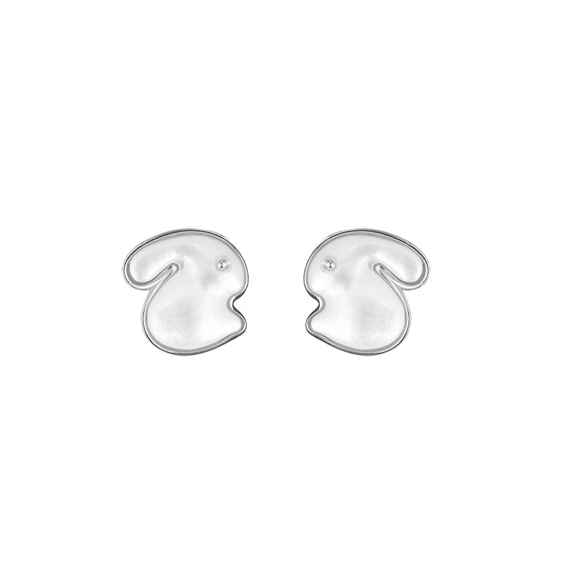 Rabbit White Shell Stud Earrings-A Softer Side