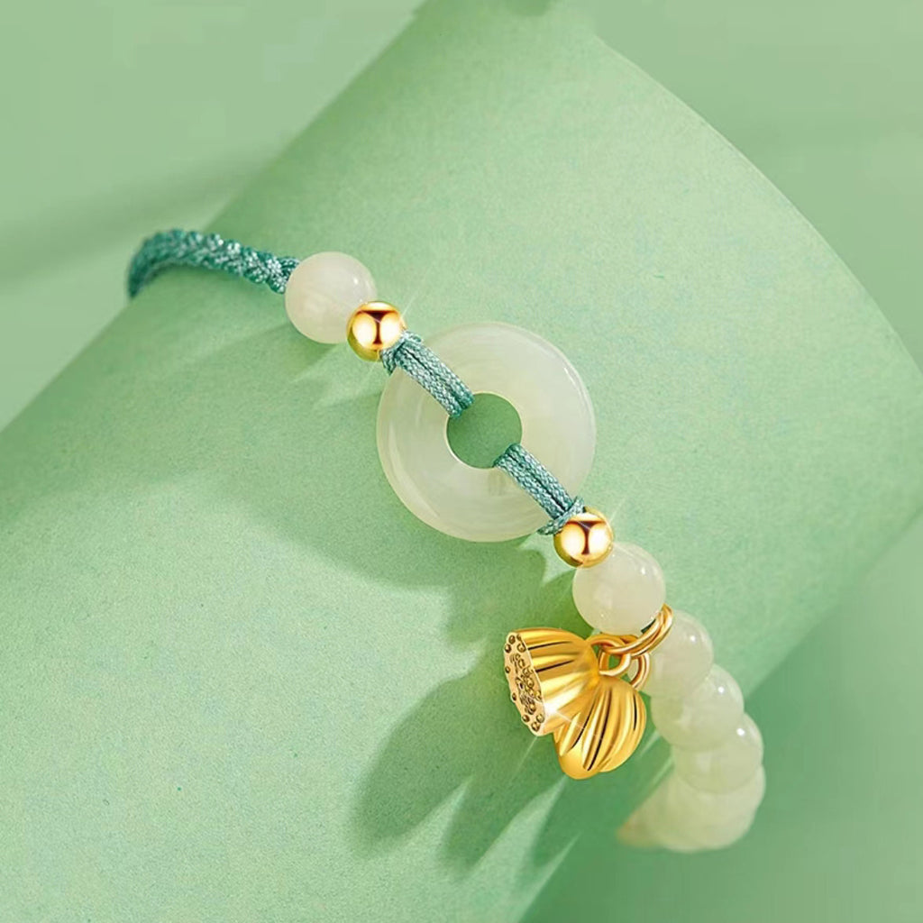 Lotusblume Friedensknoten Jade-Armband – Innerer Frieden