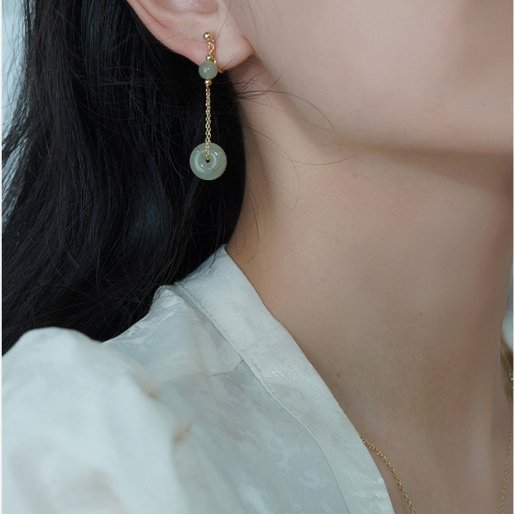 Nephrite Jade Peace Knot Drop Earrings-Timeless Serenity