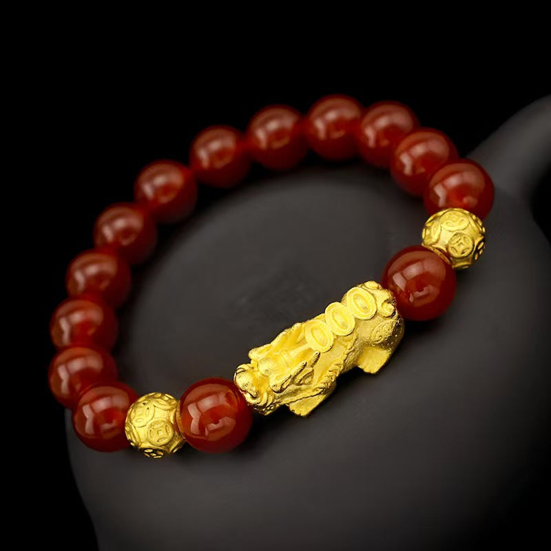 Golden Pixiu Obsidian Couple Bracelet -Attract Wealth