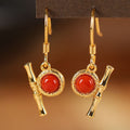 Steadfast Elevation-Red Agate Bamboo Silver Drop Earrings