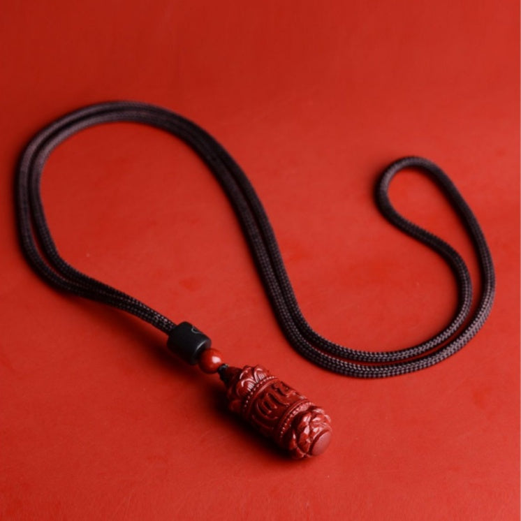 Six Syllable Mantra Pressed Cinnabar Necklace & Keychain-Peace and Blessings