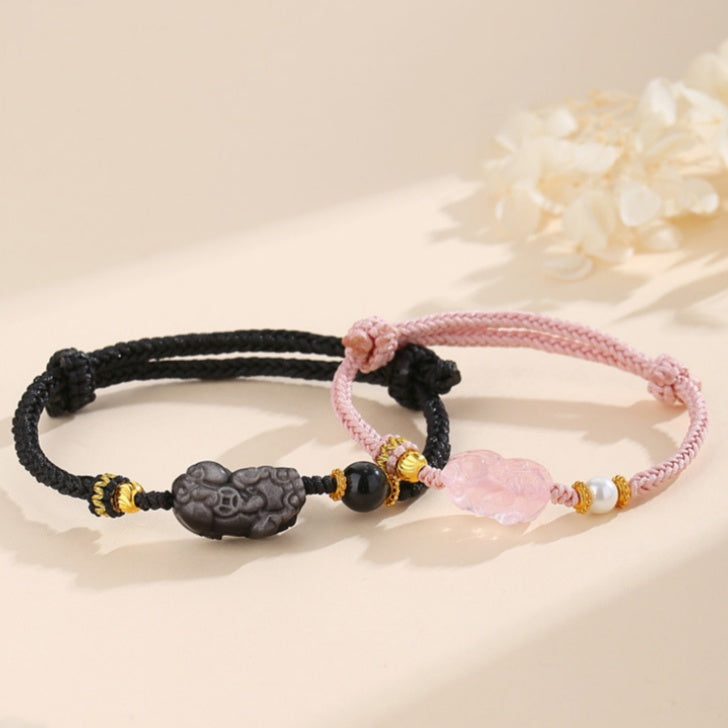 Prosperity & Harmony-Pixiu Beaded Couple Cord Bracelet
