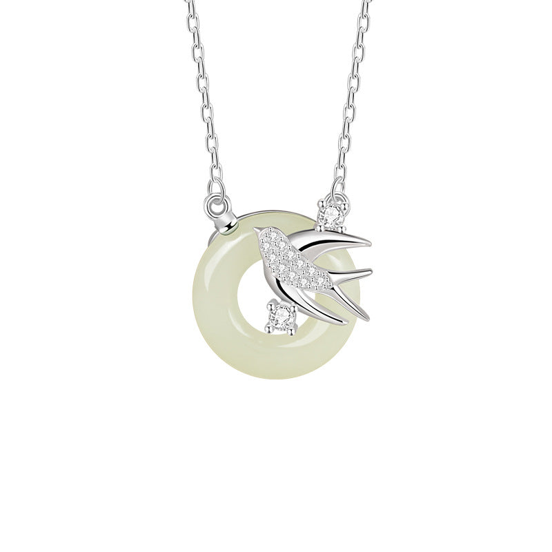 Swallow White Chalcedony Necklace-Follow Your Dreams