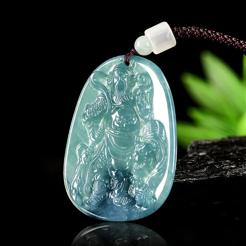 Grade A Jadeite Guan Gong Pendant–God of Wealth & Protection for Men