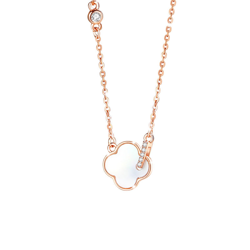 Four Leaf Clover Mother of Pearl Necklace-A Lucky Encounter