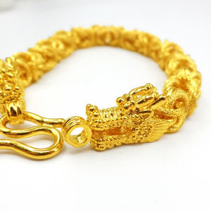 Gold Double Dragon Bracelet-Protection&Luck