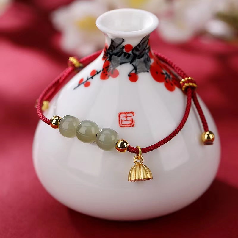 Lotus Flower Red String Bracelet-Purity and Perfection