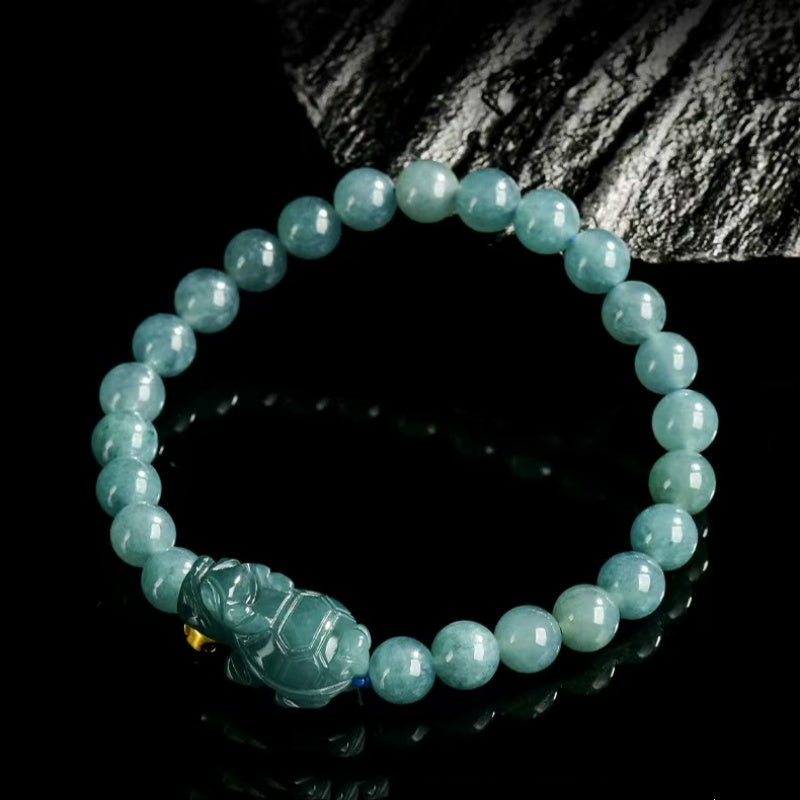 The Prosperous Dragon Turtle Jade Bracelet-18K Gold-Plated Wealth Bead for Protection & Steady Prosperity