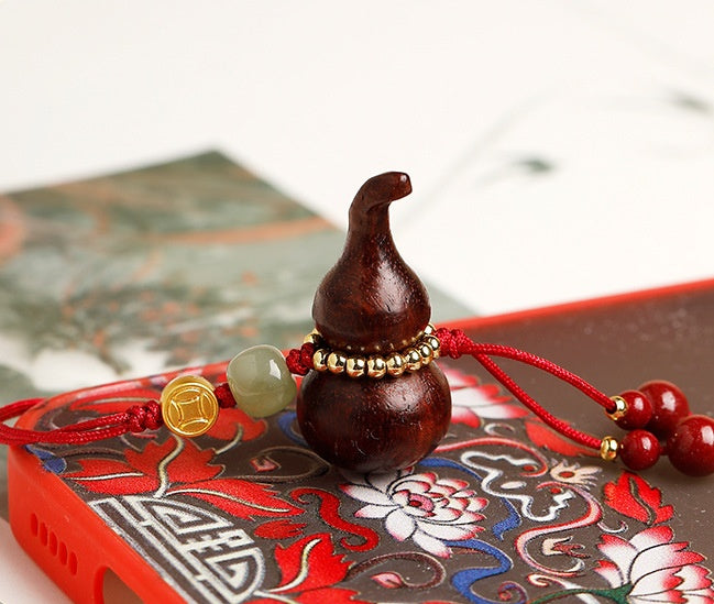 Red Sandalwood Gourd Phone Charm-Grounded Harmony
