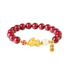 Gold Pixiu Red Cinnbar Beads Bracelet-Attract Luck