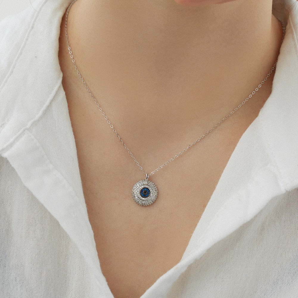 Diamond Studded Evil Eye Protection Pendant Necklace