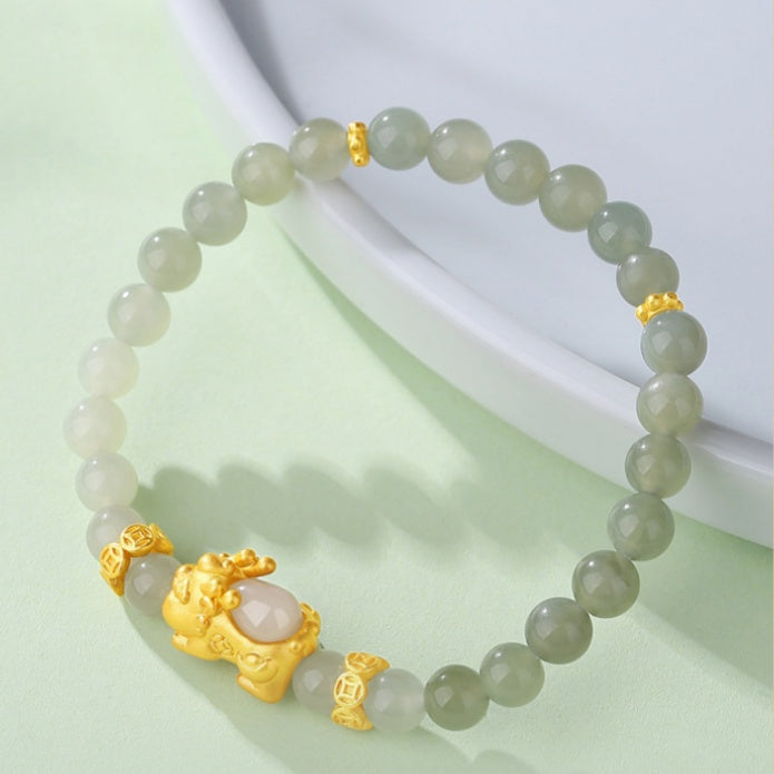 Abundance & Fortune-Pixiu Nephrite Jade Bracelet