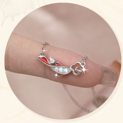 Wishes for Good Fortune-Koi Fish Cubic Zirconia Sterling Silver Necklace