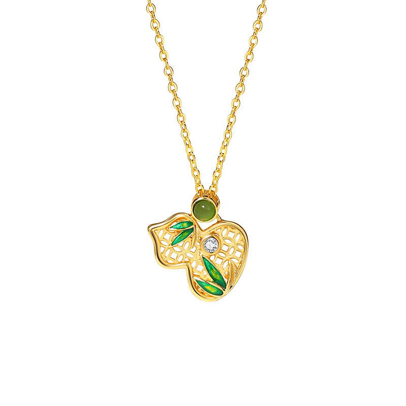 Bamboo Nephrite Jade Necklace-Blessings in Bloom