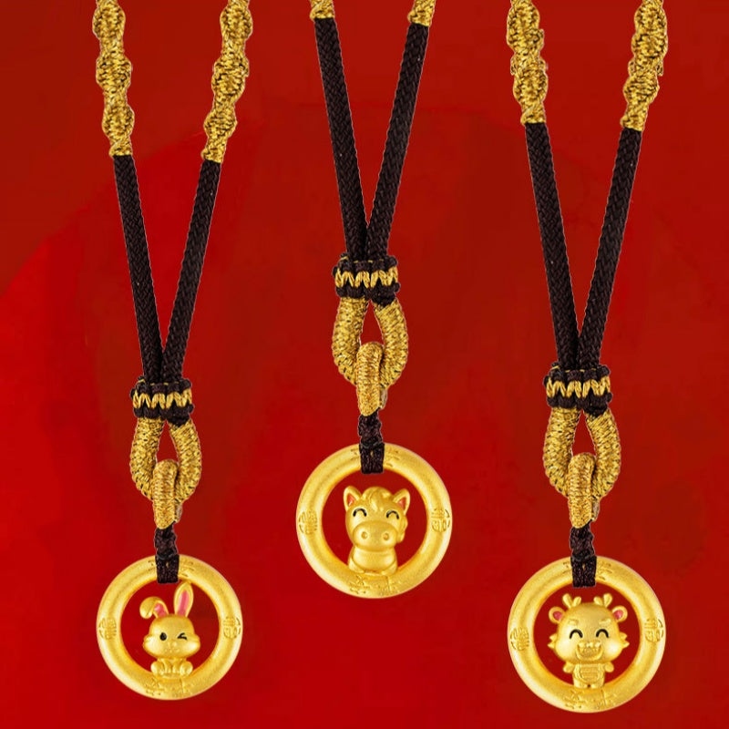 Twelve Gold Zodiac Peace-Guard Amulet Necklace Series