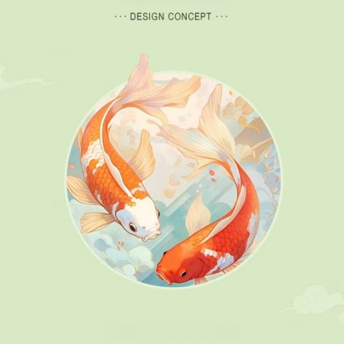 Pearl Koi Fish Drop Earrings – Elegant Gold-Plated Studs with Enamel & Crystals