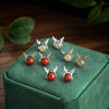 Year Of Dragon Red Agate Silver Earrings-Fortune Prosperity