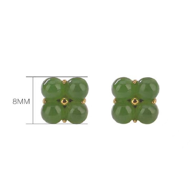 Four Leaf Clover Jade Earrings-Faith & Hope