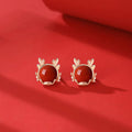 Yeaf of Dragon Red Agate Jewelry Set-Attract Good Luck