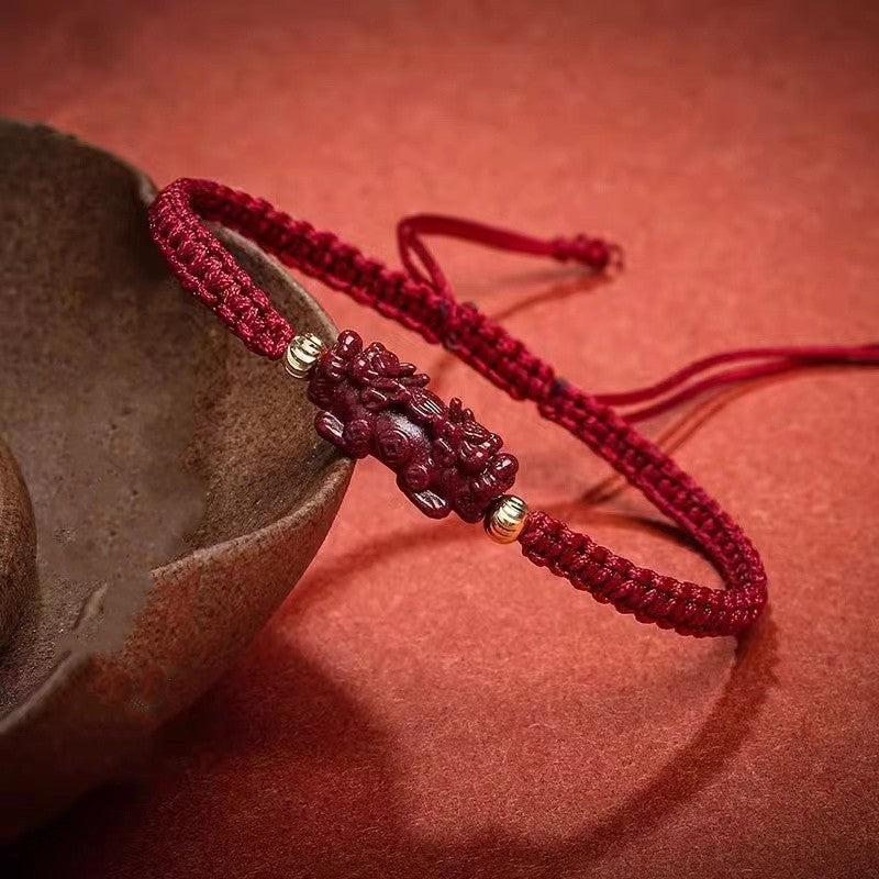 Cinnabar Pixiu Red String Bracelet-Attract Luck