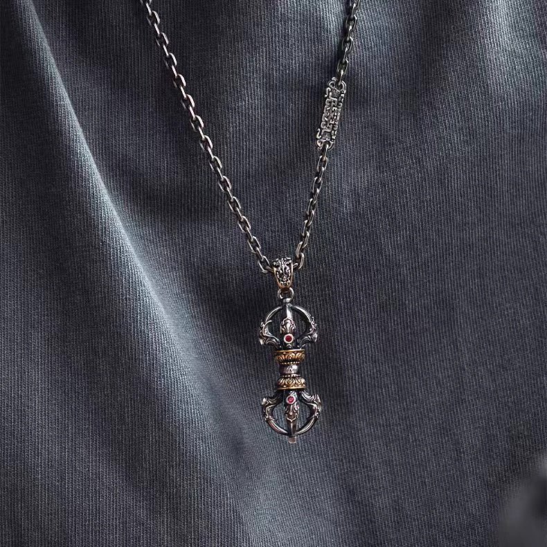 Tibetan Vajra Protection Pendant-Buddhism Phurba Brass Amulet