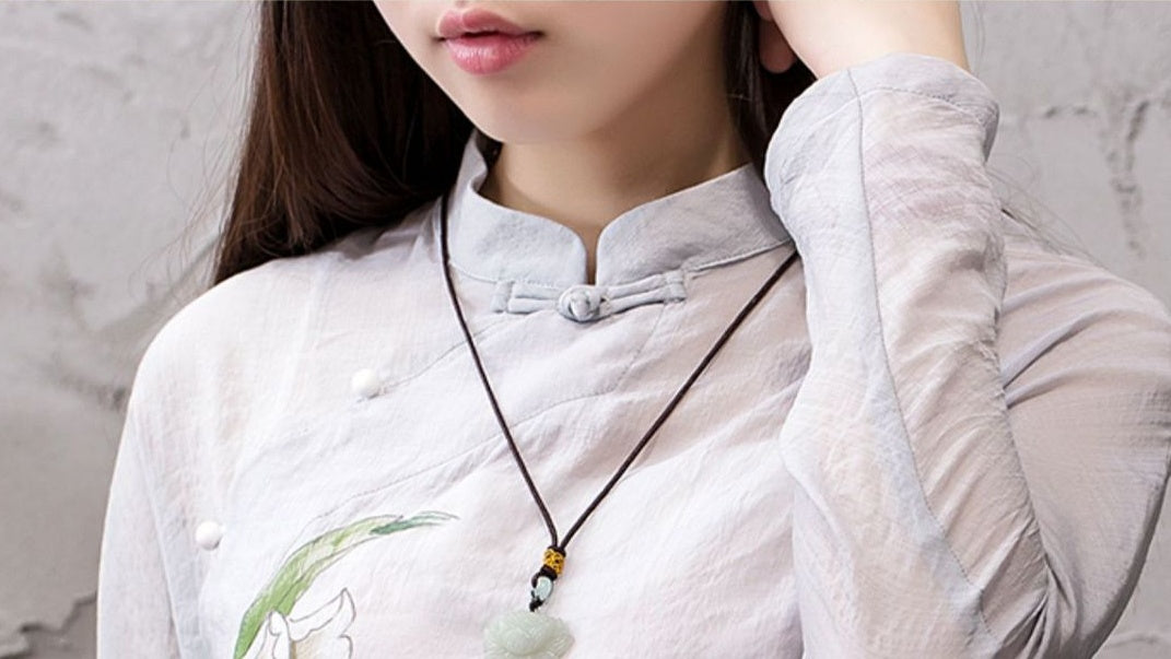 Purity Protection Lotus Hetian Jade Pendant Necklace-Symbol of Purity & Inner Peace