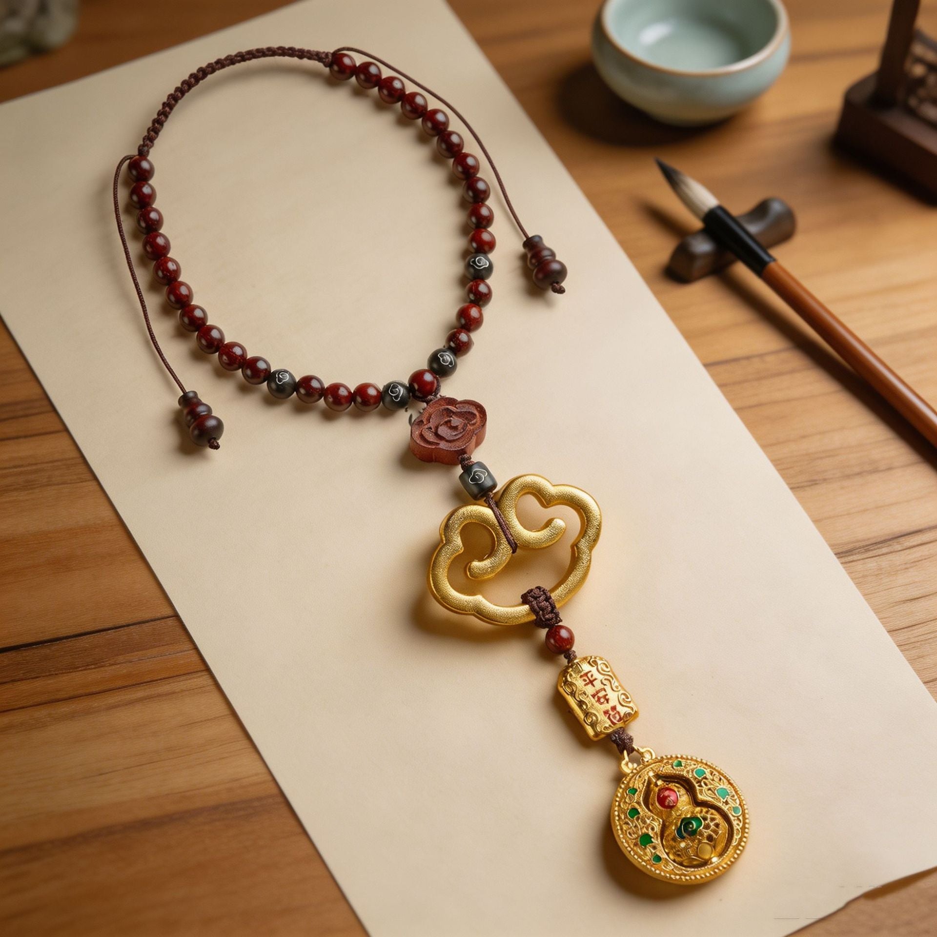 Enamel Gourd Sandalwood Car Charm-Peaceful Journeys