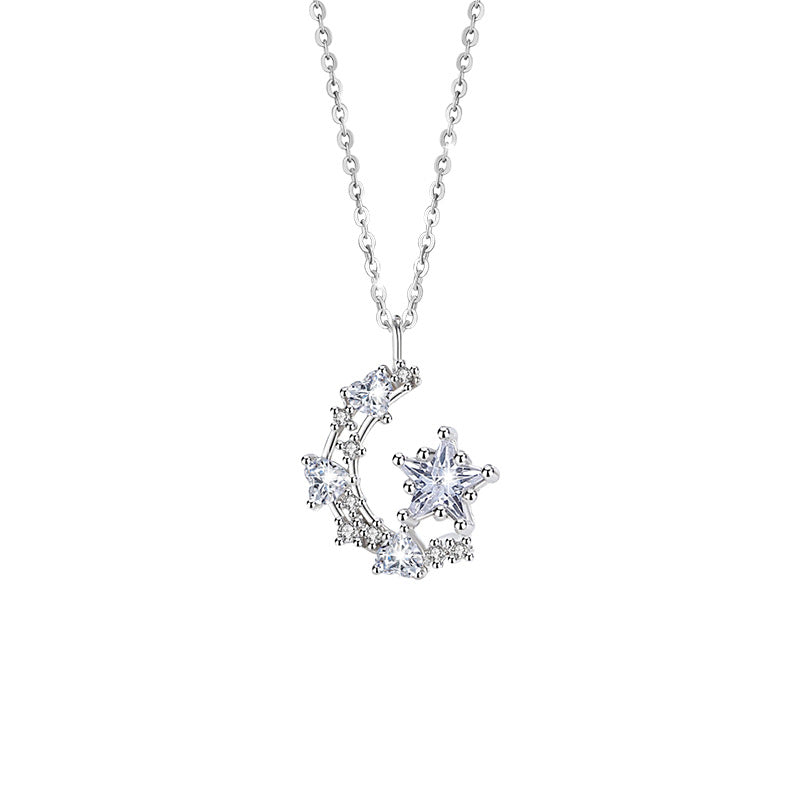 Always Beside You-Moon & Star Sterling Silver Necklace