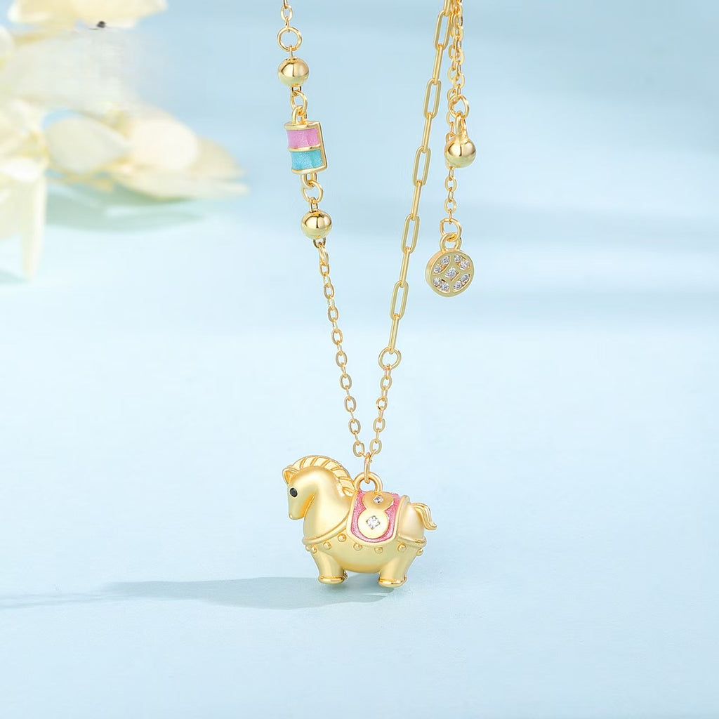 Enamel Horse Necklace–Wealth, Luck & Swift Success
