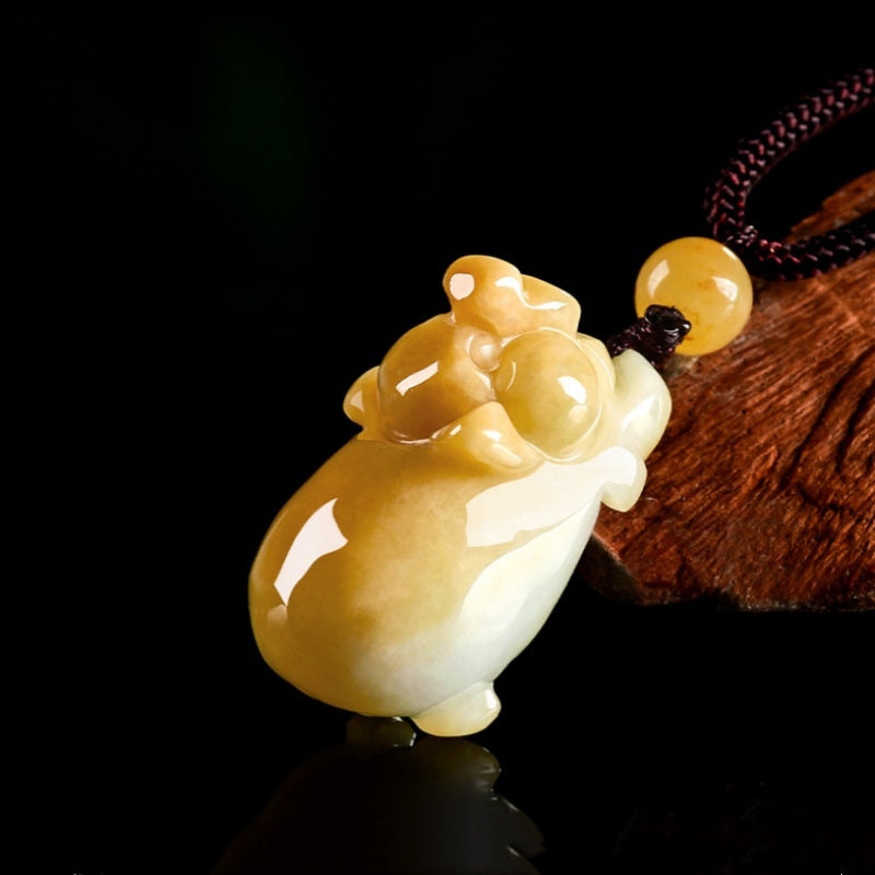 Fortune Blessing Golden Pig Jade Pendant Necklace– Symbol of Abundance & Joy