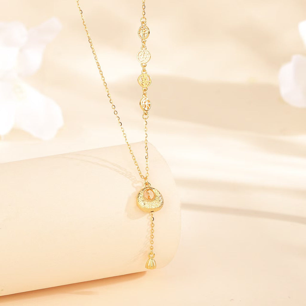 Gold Blessing Pouch Necklace–Peace Joy & Harmony