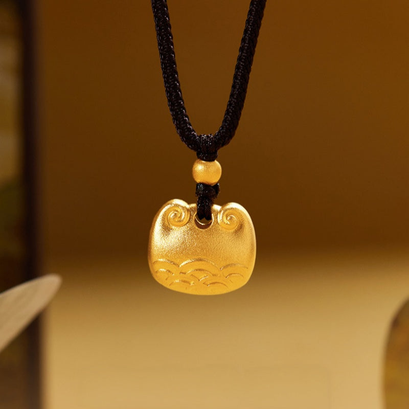 999 Fine Silver Cloud Peace Lock Necklace-Auspicious Wishes