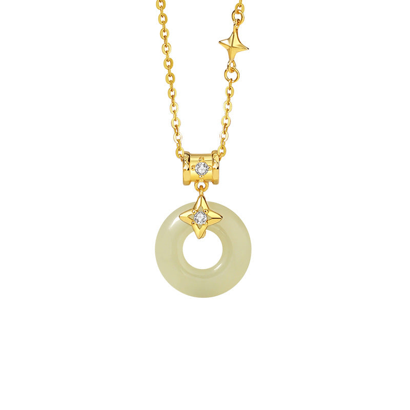 By Your Side-Star Nephrite Jade Peace Disc Necklace