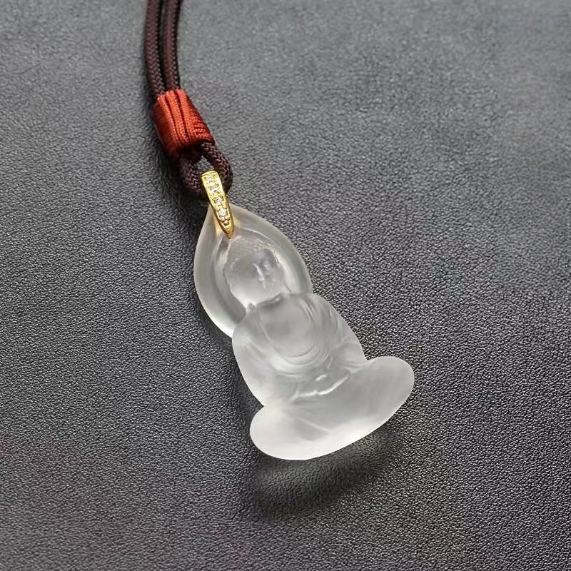 Ancient Method Glazed Amitabha Buddha Pendant - Double-Sided 3D Spiritual Amulet