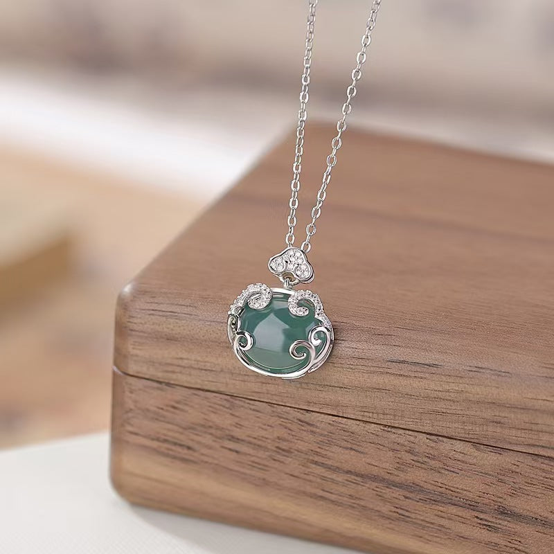 Blue Ice Jade Peace Knot Necklace-Harmony&Protection