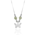 Butterfly Jade Beads Silver Necklace -Transformation and Prosperity