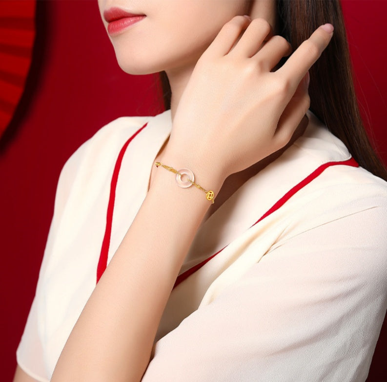 White Jade Bracelet-Fu Blessing