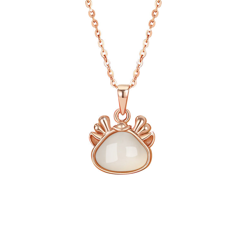 Little Dragon Nephrite Jade Necklace-A Wish for Happiness