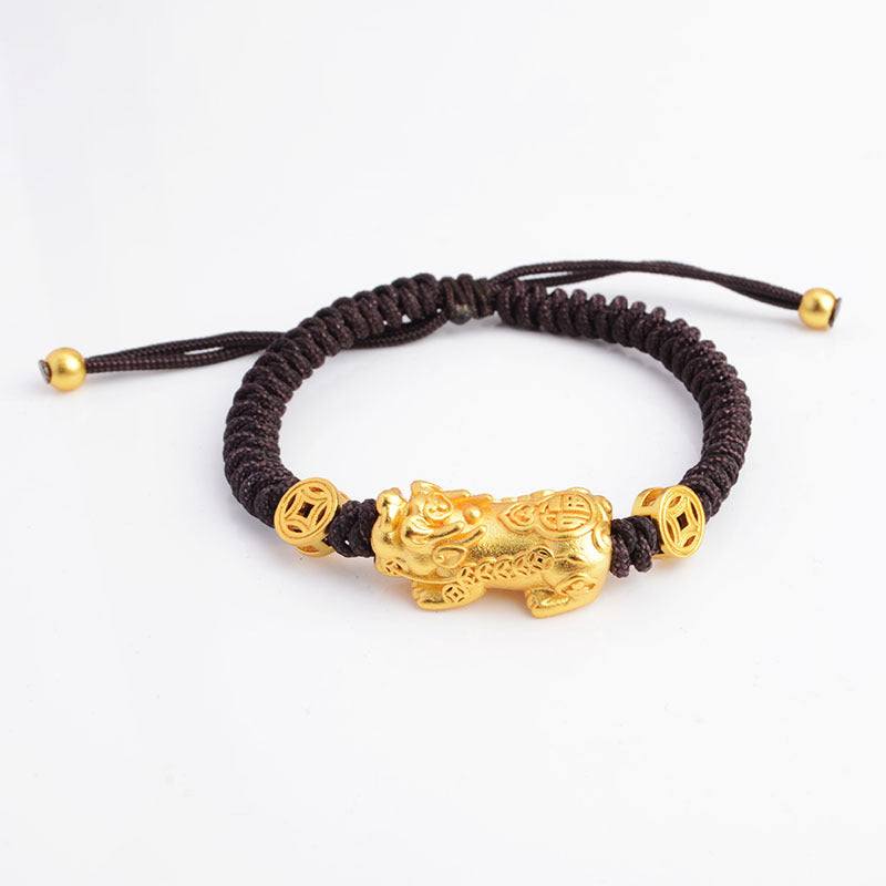 Golden Fortune-Pixiu Braided Cord Bracelet