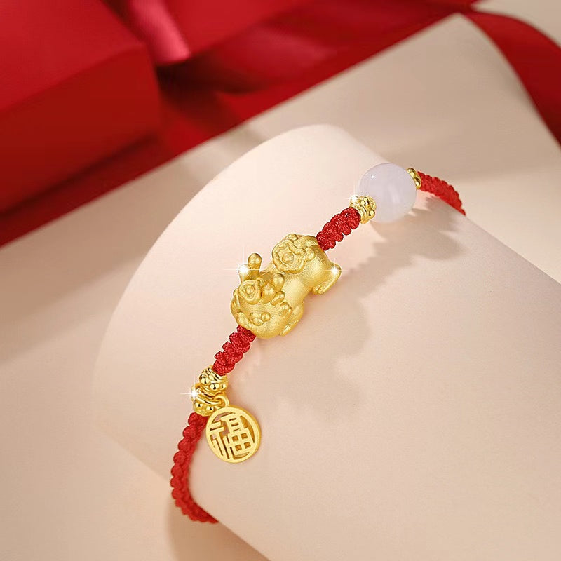 Baby Dragon Jade Bead String Bracelet-Luck Prosperity