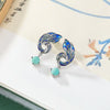 Enamel Phoenix Turquoise Silver Earrings-Protection and Luck