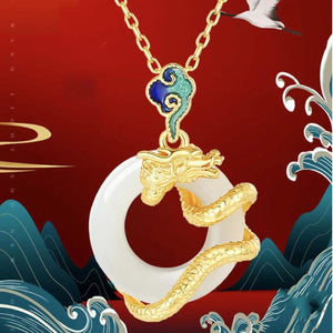 Dragon White Jade Necklace-Fortune Prosperity