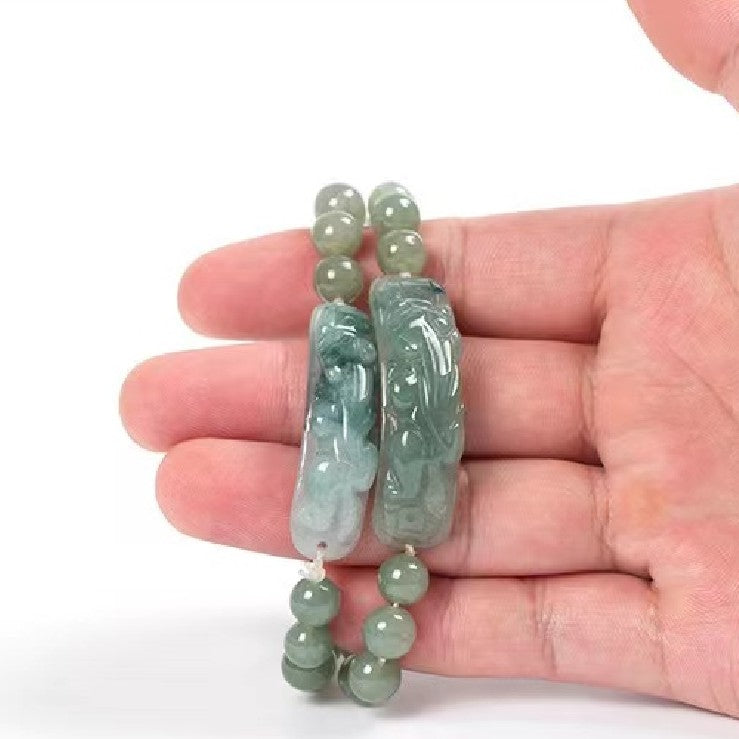 Wealth Pixiu Natural Green Jade Bracelet-Attract Luck