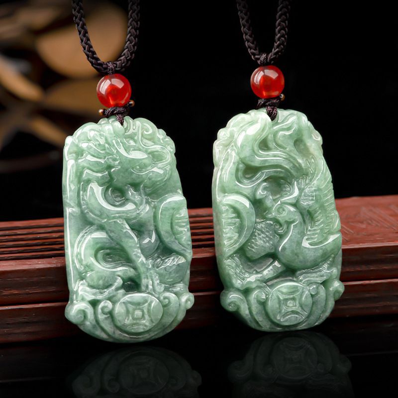 Dragon & Phoenix Couple Jade Pendant Set-Love, Harmony & Lasting Blessings