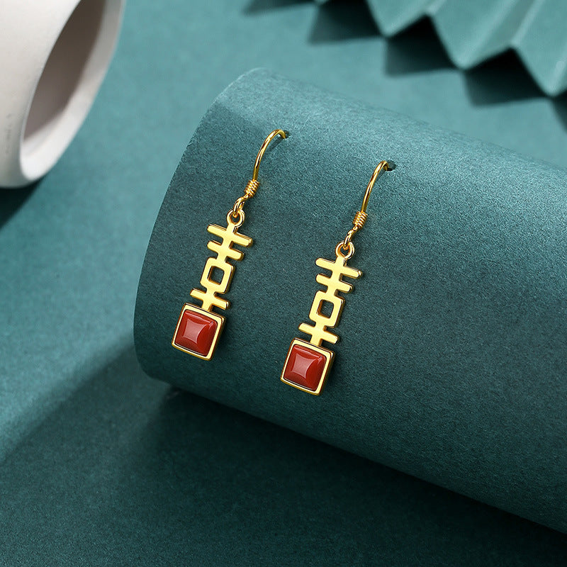 Double Happiness Red Agate Earrings-A Life Together