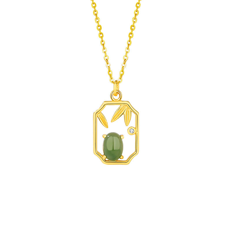 Four Seasons Bamboo & Floral Nephrite Jade Necklace-Beauty Through Change